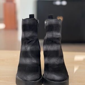 Forever 21 Black Stretch Platform Ankle Booties